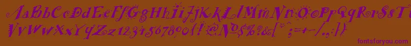 FunstuffxitalicBold Font – Purple Fonts on Brown Background