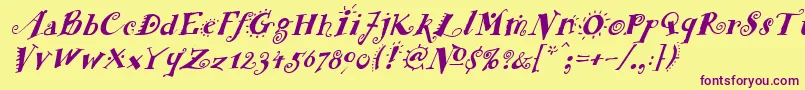 FunstuffxitalicBold Font – Purple Fonts on Yellow Background