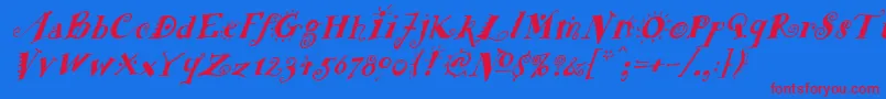 FunstuffxitalicBold Font – Red Fonts on Blue Background
