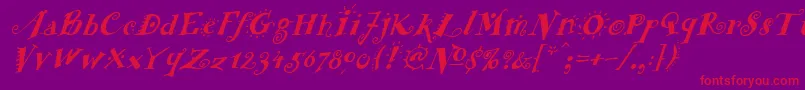 フォントFunstuffxitalicBold – 紫の背景に赤い文字
