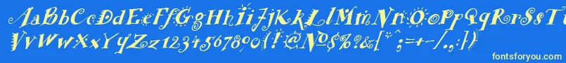 FunstuffxitalicBold Font – Yellow Fonts on Blue Background