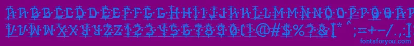 MB Alien Report 72-Schriftart – Blaue Schriften auf violettem Hintergrund