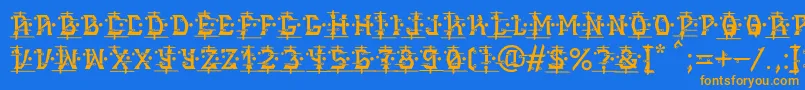 フォントMB Alien Report 72 – オレンジ色の文字が青い背景にあります。