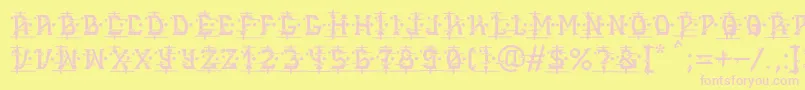 MB Alien Report 72 Font – Pink Fonts on Yellow Background