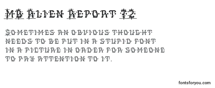 Schriftart MB Alien Report 72