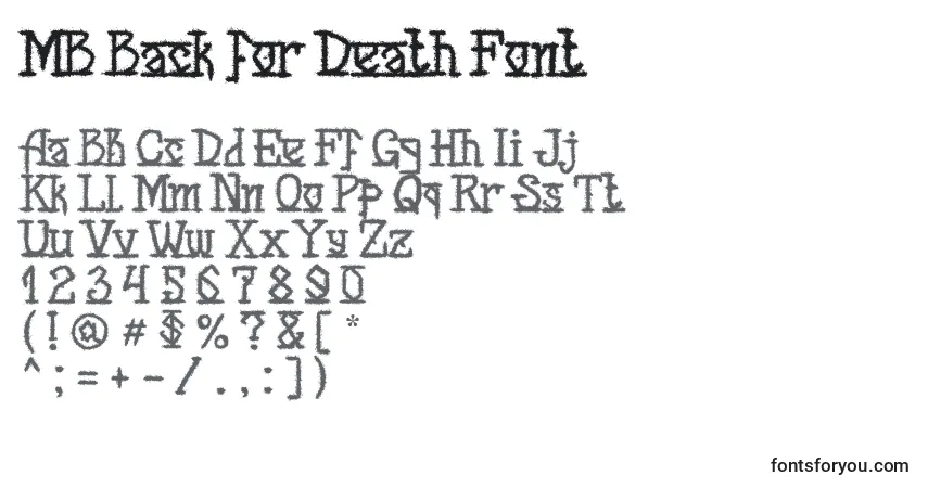 MB Back for Death Font-fontti – aakkoset, numerot, erikoismerkit