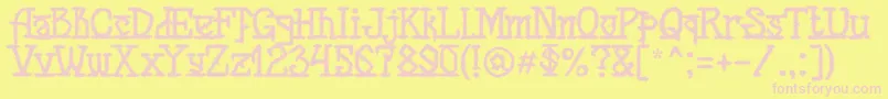 フォントMB Back for Death Font – ピンクのフォント、黄色の背景