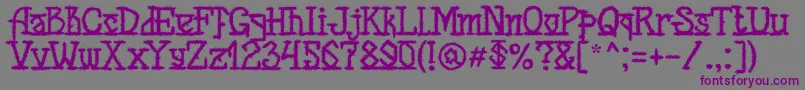フォントMB Back for Death Font – 紫色のフォント、灰色の背景