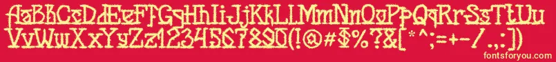 フォントMB Back for Death Font – 黄色の文字、赤い背景