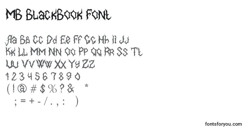 Police MB BlackBook Font - Alphabet, Chiffres, Caractères Spéciaux