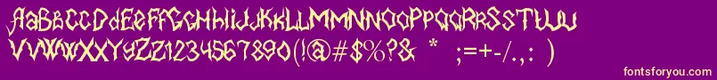 Fonte MB BlackBook Font – fontes amarelas em um fundo roxo