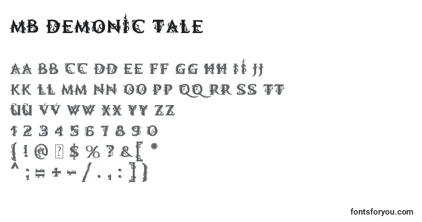 Шрифт MB Demonic Tale – алфавит, цифры, специальные символы