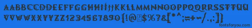MB Demonic Tale-Schriftart – Schwarze Schriften auf blauem Hintergrund