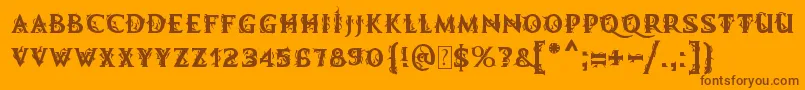 MB Demonic Tale Font – Brown Fonts on Orange Background