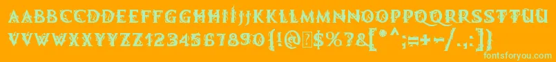 MB Demonic Tale Font – Green Fonts on Orange Background