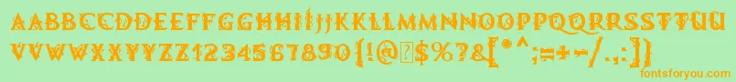 MB Demonic Tale Font – Orange Fonts on Green Background