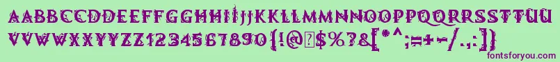 MB Demonic Tale Font – Purple Fonts on Green Background