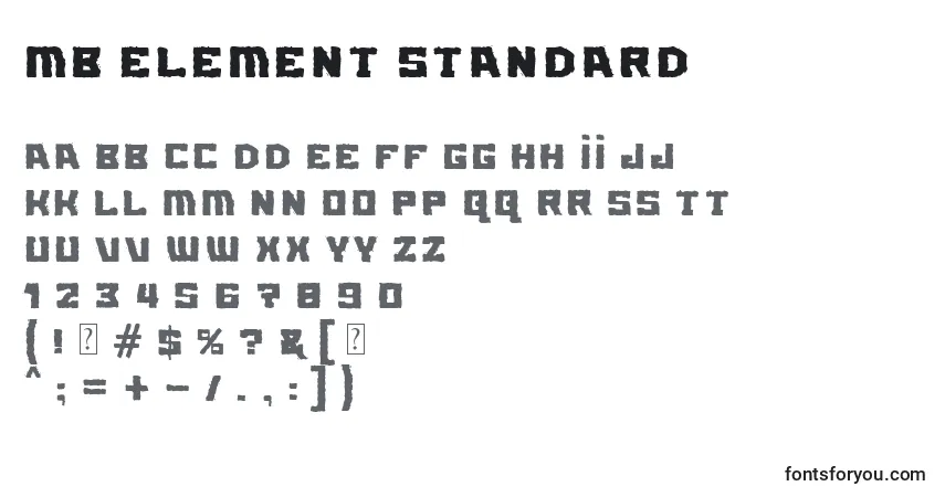 Schriftart MB Element Standard – Alphabet, Zahlen, spezielle Symbole