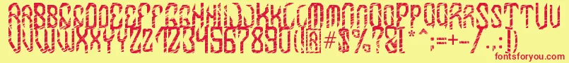 MB InDigit Font-Schriftart – Rote Schriften auf gelbem Hintergrund