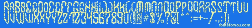 フォントMB InDigit Font – 黄色の文字、青い背景