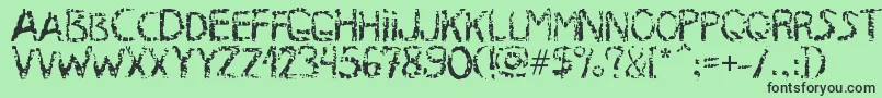 フォントMB RustyIron Font – 緑の背景に黒い文字
