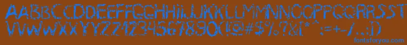 Czcionka MB RustyIron Font – niebieskie czcionki na brązowym tle