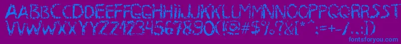 MB RustyIron Font-Schriftart – Blaue Schriften auf violettem Hintergrund