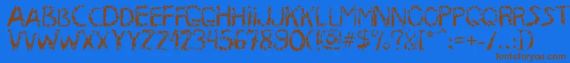 MB RustyIron Font-Schriftart – Braune Schriften auf blauem Hintergrund