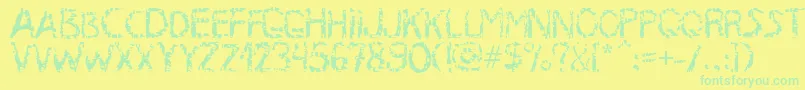 Fonte MB RustyIron Font – fontes verdes em um fundo amarelo