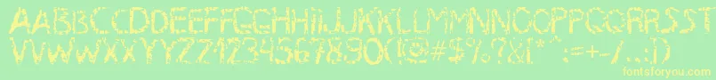 Fonte MB RustyIron Font – fontes amarelas em um fundo verde