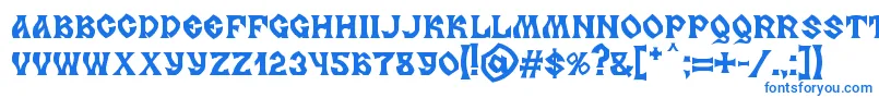 Fonte MB Slavonic Minsk – fontes azuis em um fundo branco