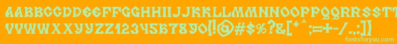 MB Slavonic Minsk Font – Green Fonts on Orange Background