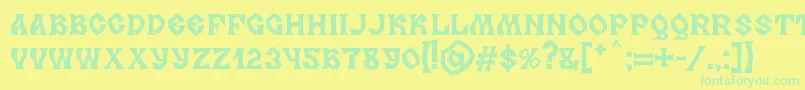 Fonte MB Slavonic Minsk – fontes verdes em um fundo amarelo