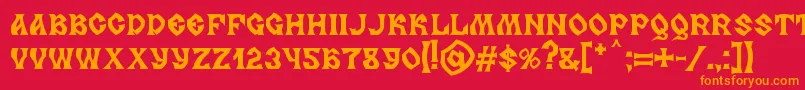 Fonte MB Slavonic Minsk – fontes laranjas em um fundo vermelho
