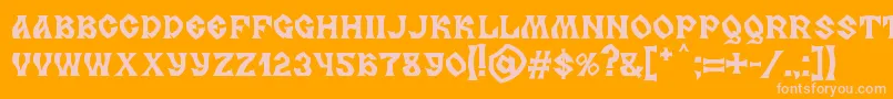 MB Slavonic Minsk-Schriftart – Rosa Schriften auf orangefarbenem Hintergrund