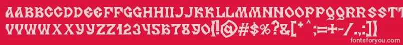 Czcionka MB Slavonic Minsk – różowe czcionki na czerwonym tle