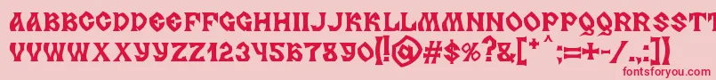 Fonte MB Slavonic Minsk – fontes vermelhas em um fundo rosa