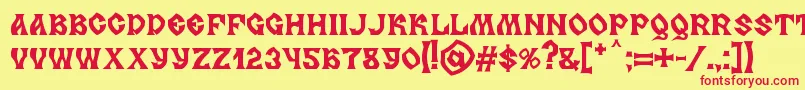 フォントMB Slavonic Minsk – 赤い文字の黄色い背景