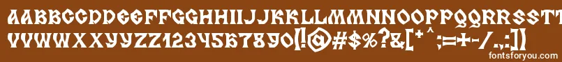 Czcionka MB Slavonic Minsk – białe czcionki na brązowym tle