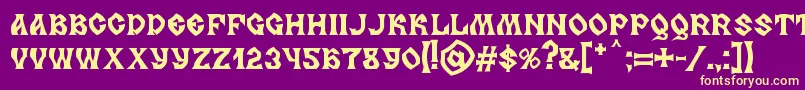 Fonte MB Slavonic Minsk – fontes amarelas em um fundo roxo