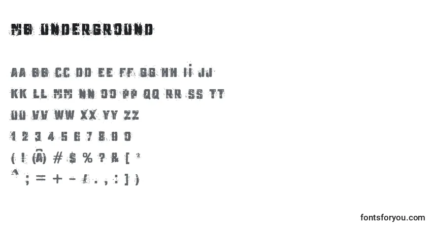 Шрифт MB Underground – алфавит, цифры, специальные символы