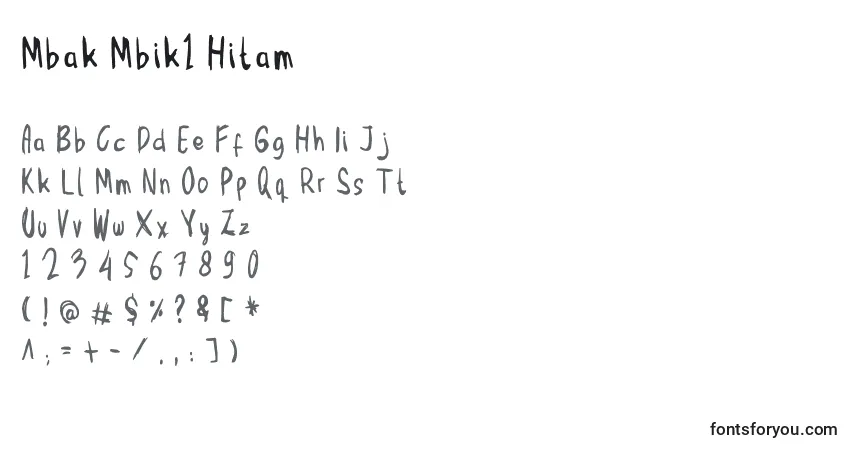 Czcionka Mbak Mbik1 Hitam – alfabet, cyfry, specjalne znaki