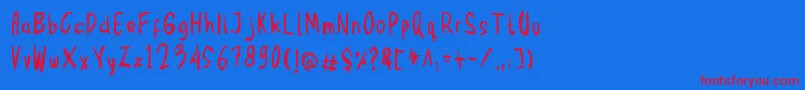 Mbak Mbik1 Hitam Font – Red Fonts on Blue Background