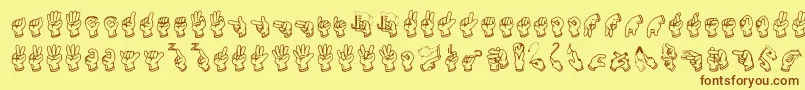 Шрифт MccidFslFont2 Regular – коричневые шрифты на жёлтом фоне