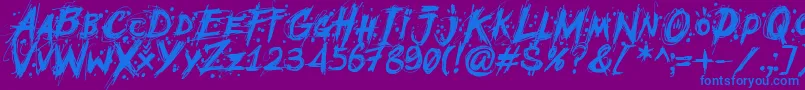 フォントMCF Mudster – 紫色の背景に青い文字