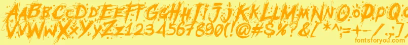 MCF Mudster Font – Orange Fonts on Yellow Background