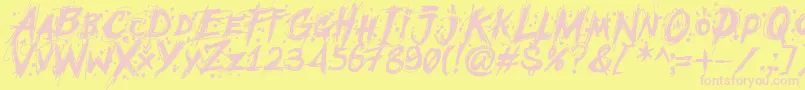 MCF Mudster Font – Pink Fonts on Yellow Background