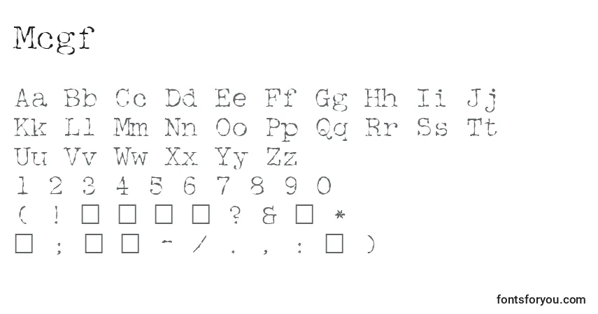 A fonte Mcgf     (133907) – alfabeto, números, caracteres especiais