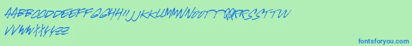 MCGUS   -Schriftart – Blaue Schriften auf grünem Hintergrund