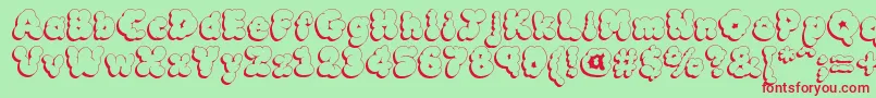 MCKLSH  -Schriftart – Rote Schriften auf grünem Hintergrund